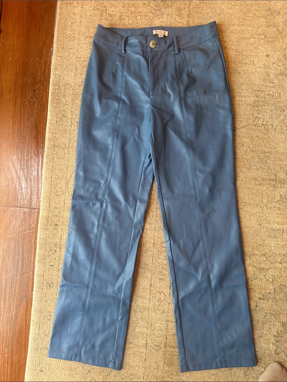 Current Air Slate Blue Faux Leather Boot-Cut Pants